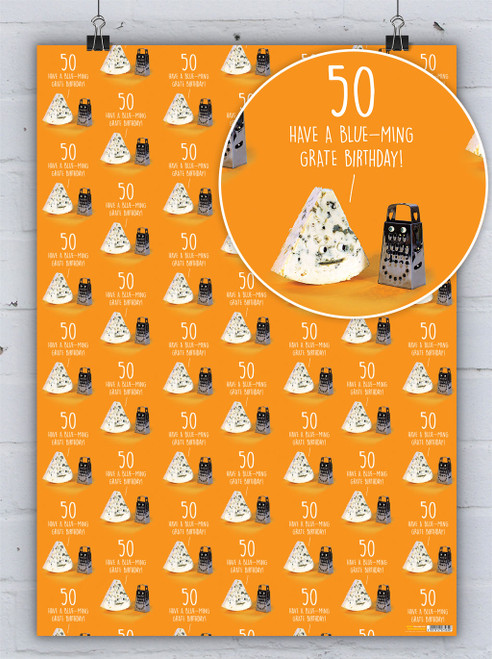 Age Gift Wrap - Funny Blue-ming Grate 50th Birthday Wrapping Paper