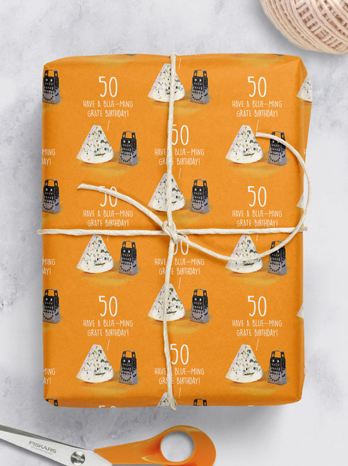 Age Gift Wrap - Funny Blue-ming Grate 50th Birthday Wrapping Paper