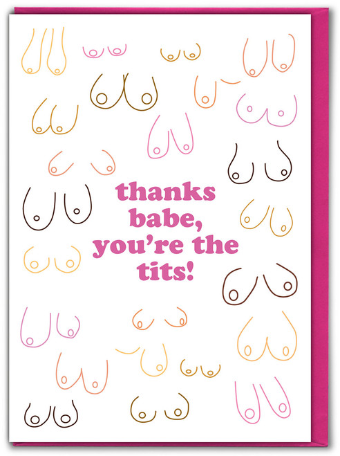 Funny Thank You Card - You're The Tits By Brainbox Candy