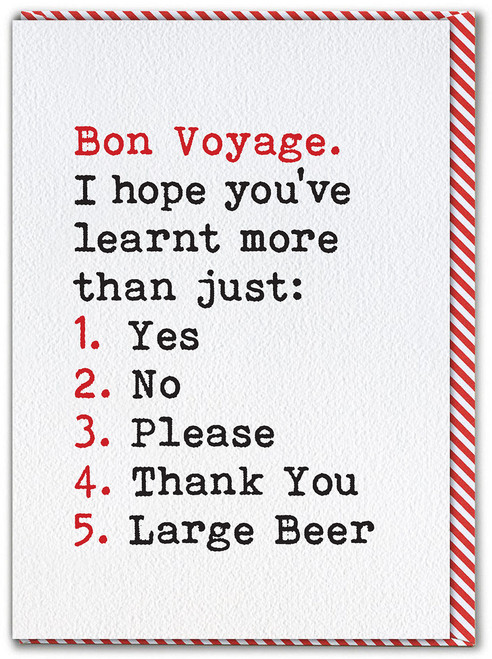 Funny Bon Voyage Card - Learnt More