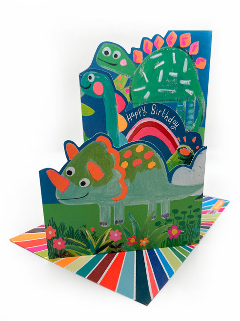 Cute Dinosaur Trifold Birthday Card By Paper Salad