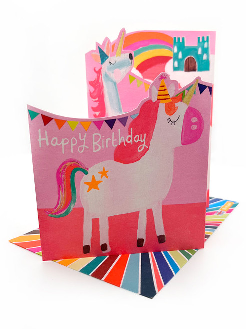 Cute Unicorn Trifold Birthday Card By Paper Salad
