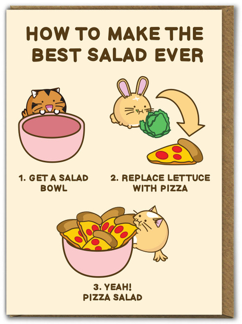 Cute Kawaii Birthday Card - Best Salad Ever By Fuzzballs