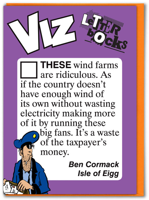 Wind Farms Viz Letterbocks Funny Birthday Card