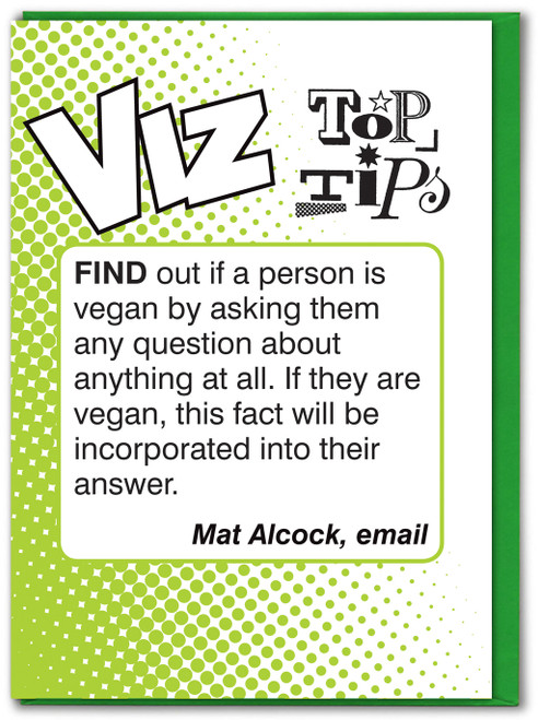 Vegan Viz Top Tips Funny Birthday Card