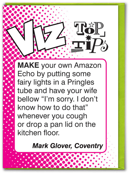 Amazon Echo Viz Top Tips Funny Birthday Card