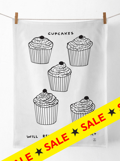 Cupcakes Will Resolve The Conflict David Shrigley Tea Towel