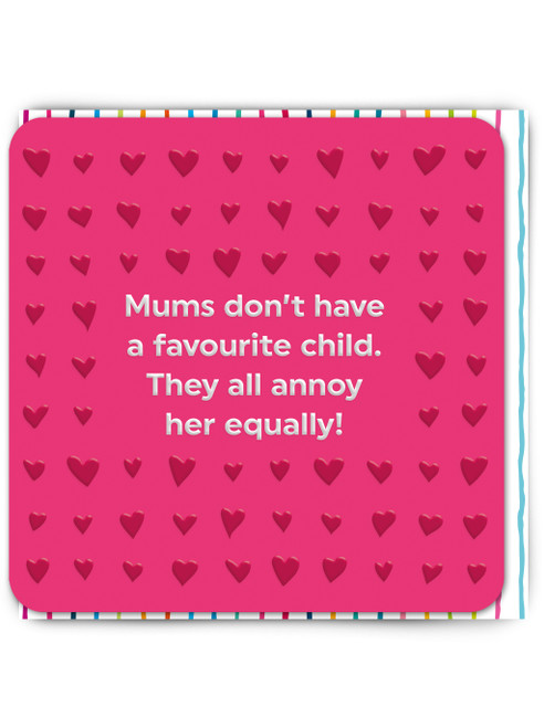 Funny Embossed Mother's Day Card Favourite Child