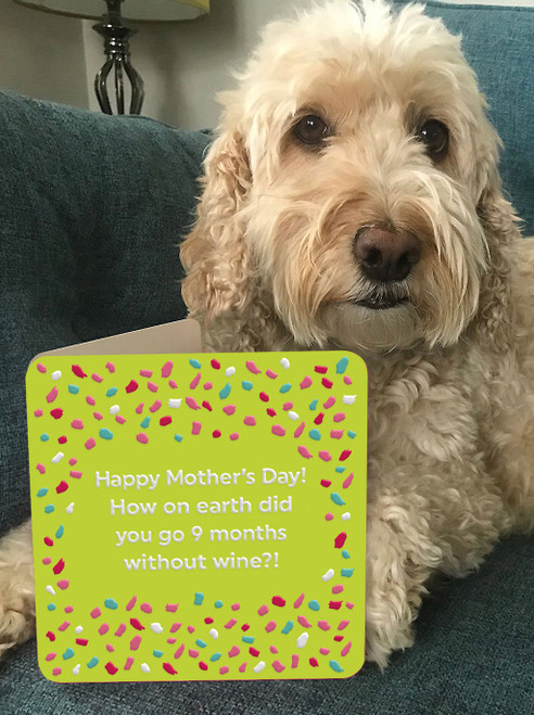 Funny Embossed Mother's Day Card 9 Months Without Wine