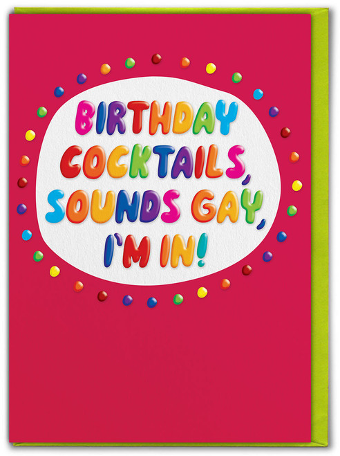 Funny Sounds Gay Embossed Birthday Card