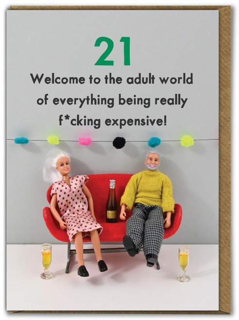 Rude 21 Expensive Birthday Card by Bold and Bright