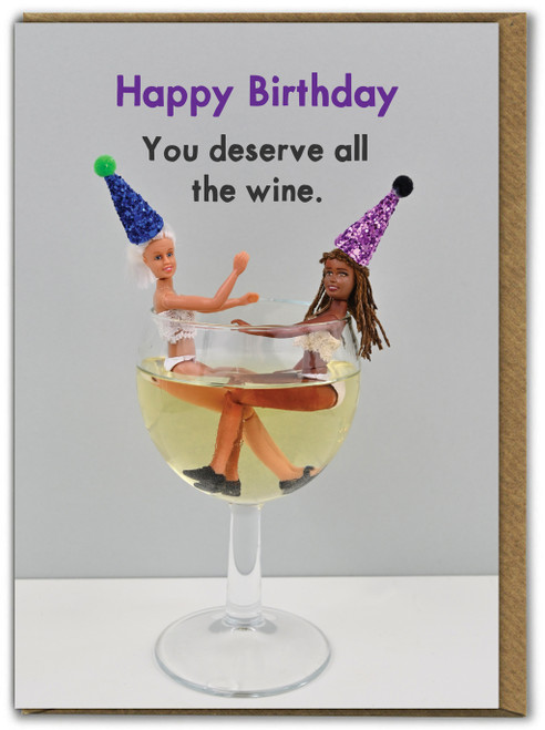 Funny All the Wine Birthday Card by Bold and Bright