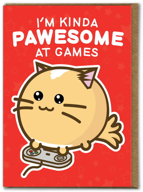 Cute Kawaii Birthday Card - Pawesome At Games By Fuzzballs