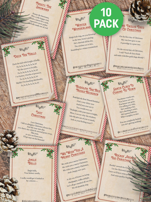 Rude Pack of 10 Saucy Songbook Christmas Cards By Brainbox Candy