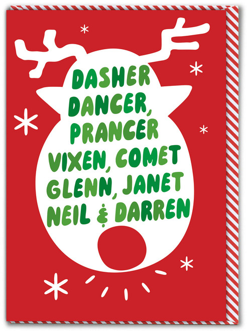 Funny Reindeer Names Christmas Card