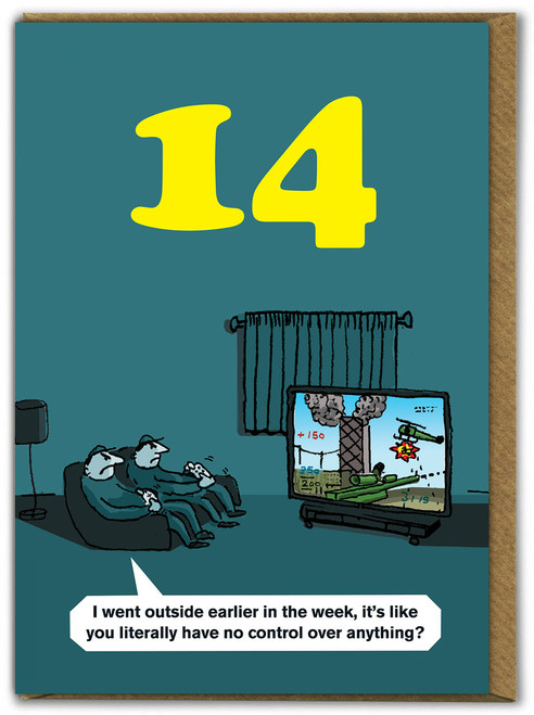 Funny 14th Birthday Card - Age 14 Gamer By Modern Toss