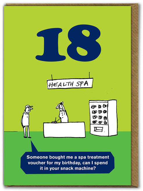 Funny 18th Birthday Card - Age 18 Spa Voucher By Modern Toss