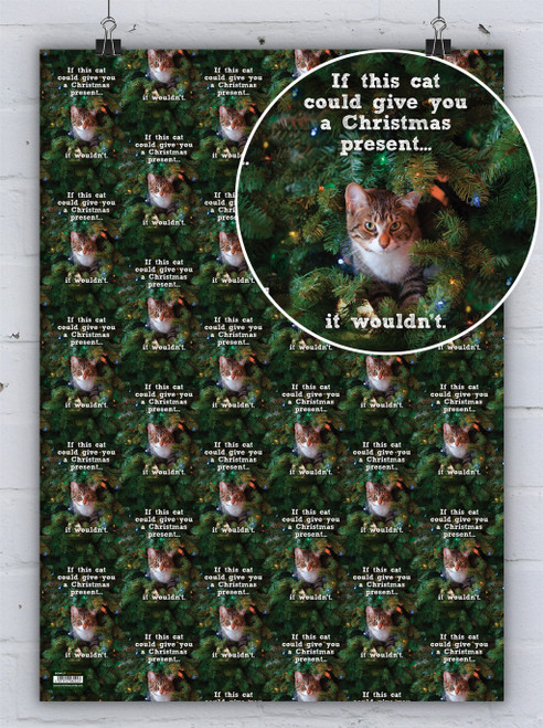 Funny Gift Wrap - If This Cat Christmas Wrapping Paper By Brainbox Candy