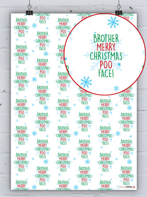 Funny Gift Wrap - Brother Poo Face Christmas Wrapping Paper