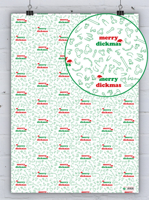 Rude Gift Wrap - Merry Dickmas Christmas Wrapping Paper