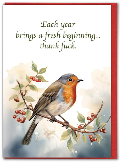 Rude Christmas Card - Fresh Beginnings Robin By Modern Toss