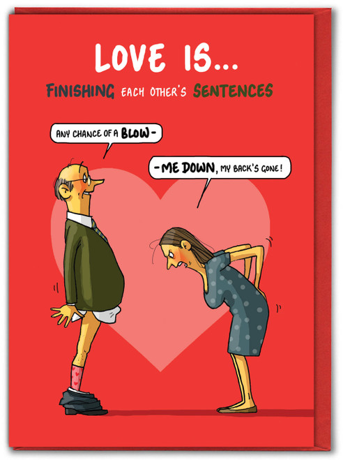 Funny Valentines Card Love Is...Sentences By Bryony Walters