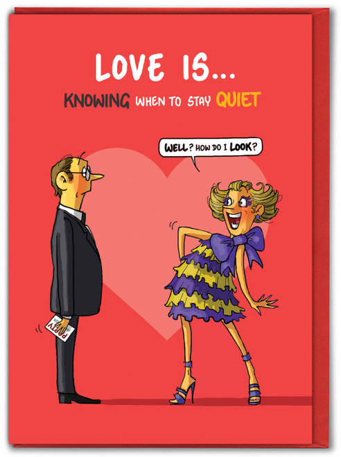 Funny Valentines Card Love Is... Stay Quiet By Bryony Walters
