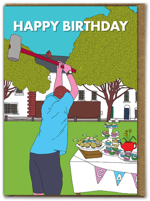 Funny Birthday Card Cup Cake Mallet By Modern Toss