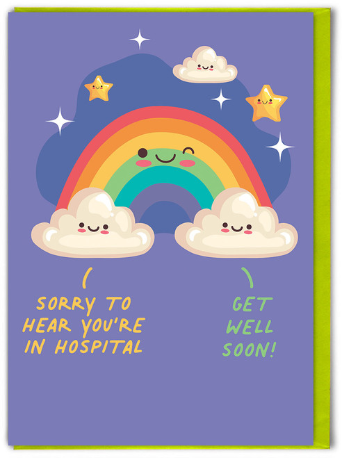 Cute Get Well Soon Card - Sorry To Hear You're In Hospital By Brainbox Candy