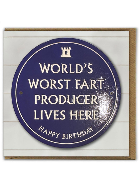 Funny (Embossed) Birthday Card - Worlds Worst Fart Producer