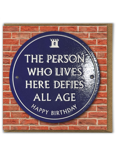 Funny (Embossed) Birthday Card - Defies Age By Brainbox Candy