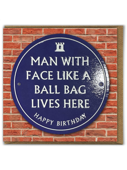 Rude (Embossed) Birthday Card - Ball Bag Face By Brainbox Candy