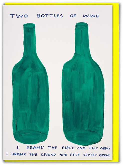 Funny Two Bottles of Wine Birthday Card By David Shrigley