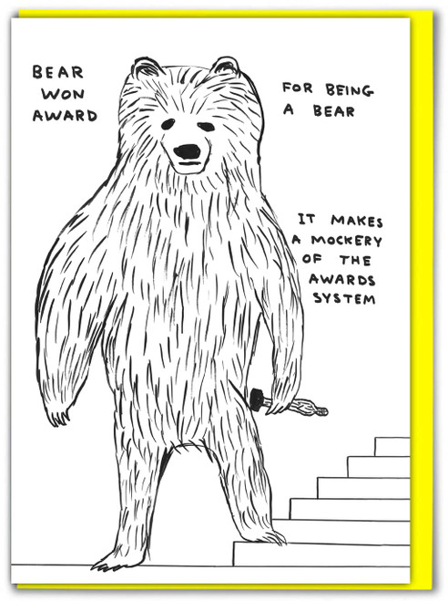 Funny Bear Award Birthday Card By David Shrigley