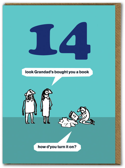 Funny 14th Birthday Card - Age 14 Grandad Book By Modern Toss