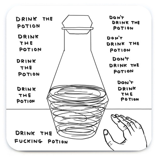 Funny Coaster - Drink The Potion By David Shrigley