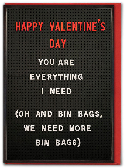 Funny Valentine’s Day Card Bin Bags
