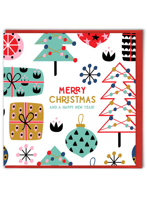 Lovely Christmas Card Merry Christmas White Pattern