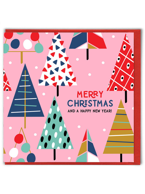 Lovely Christmas Card Merry Christmas Pink Pattern