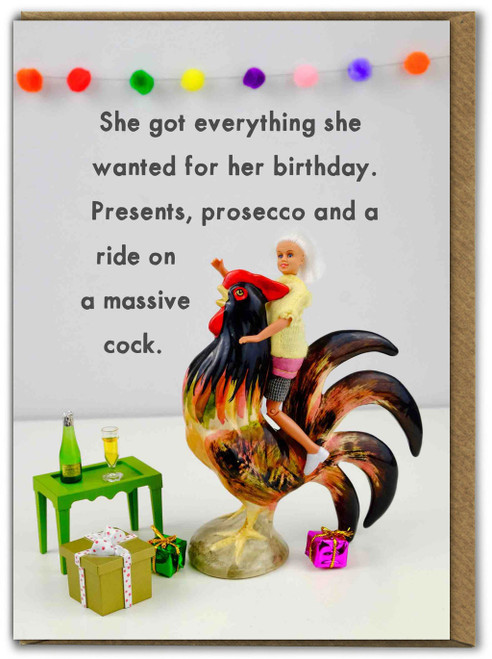 Rude Birthday Card Presents Prosecco And A Massive Cock By Bold & Bright