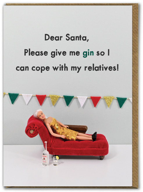 Funny Christmas Card Santa Gin By Bold & Bright