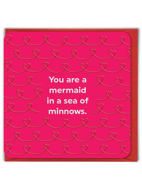 Funny Embossed Valentine’s Day Card Mermaid Sea Of Minnows
