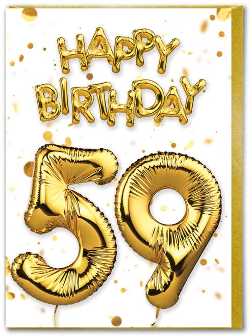 59th Birthday Card - Age 59 Balloon Gold