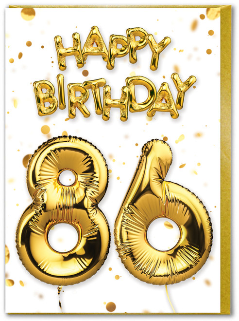 86th Birthday Card - Age 86 Balloon Gold