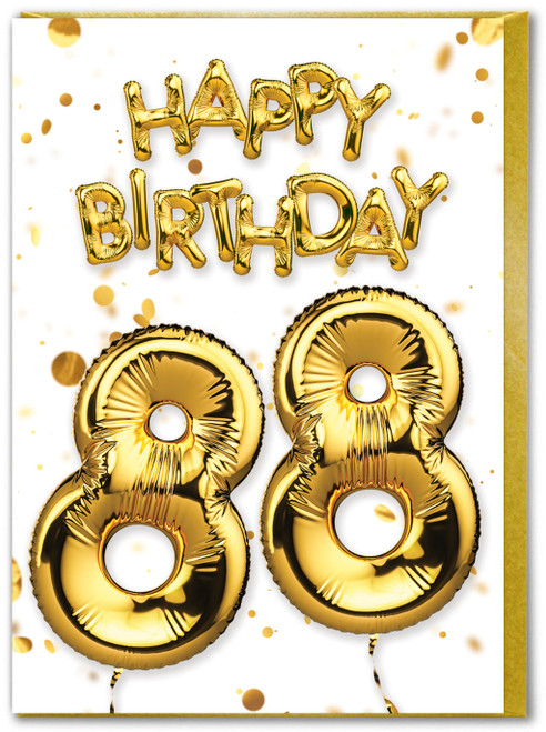 88th Birthday Card - Age 88 Balloon Gold
