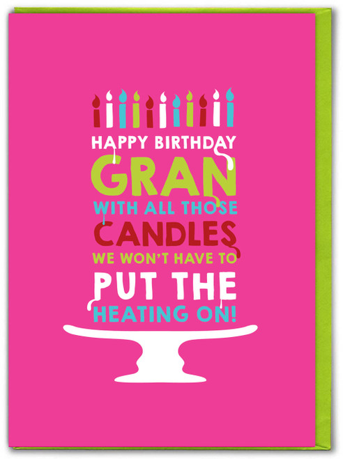Funny Gran Candles Heating Birthday Card