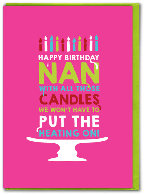 Funny Nan Candles Heating Birthday Card