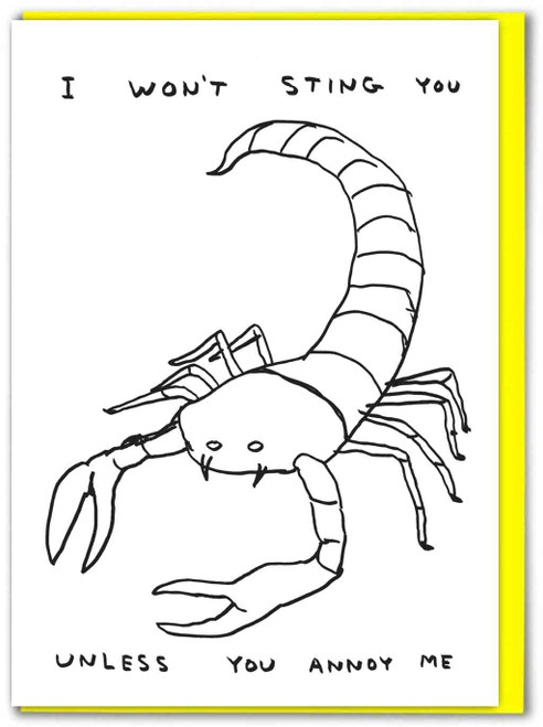 Funny I Won't Sting You Birthday Card By David Shrigley