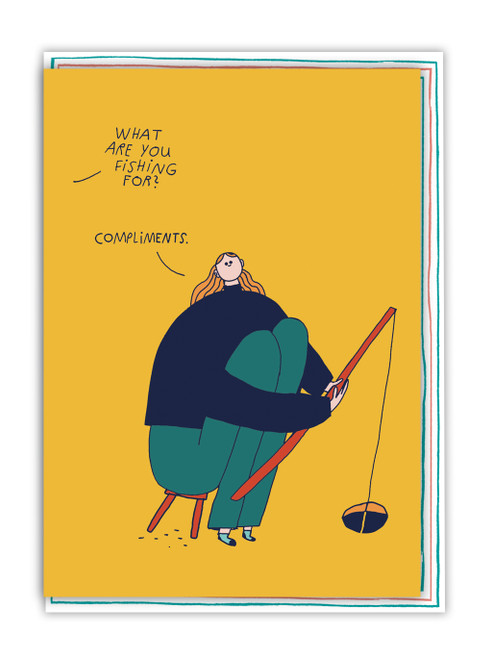 Funny Fishing for Compliments Birthday Card By Majasbok