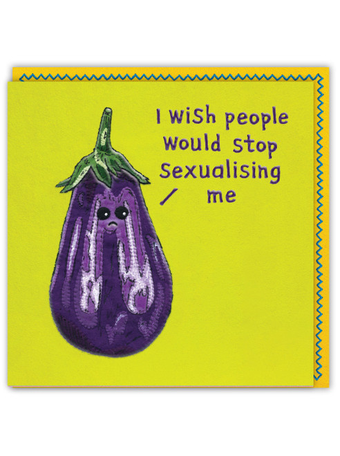Funny Aubergine Birthday Card (Embossed) By Sew Your Soul